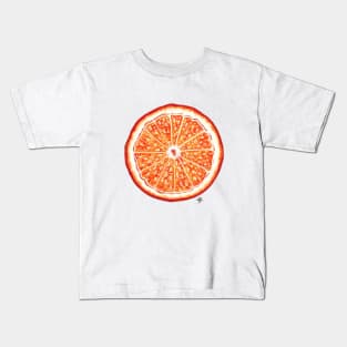 Watercolor Orange Slice by Skye Rain Art Kids T-Shirt